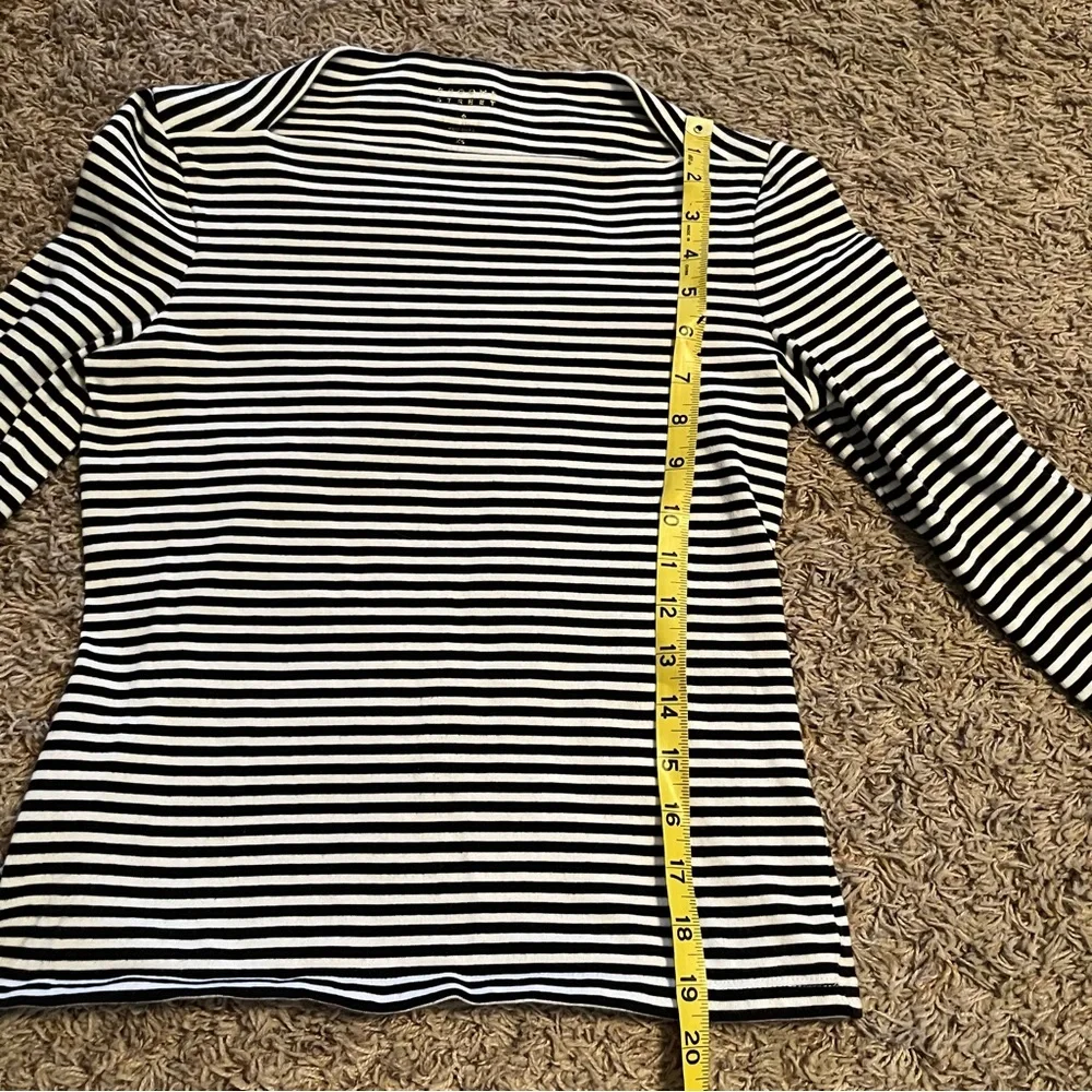 KATE SPADE Broome Street Breton Stripe Boatneck Top Black White Sz XS Cotton